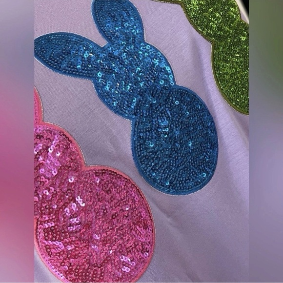 Lavender sequin bunny Easter holiday soft plus size tee 1X 2X 3X 4X - Picture 5 of 5
